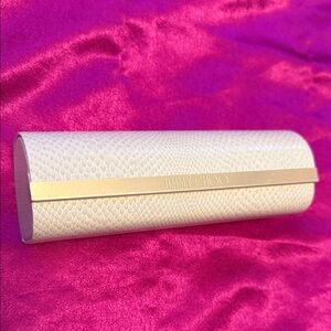 Jimmy Choo snake print Cream & rose gold eyewear case. hard case magnetic close
